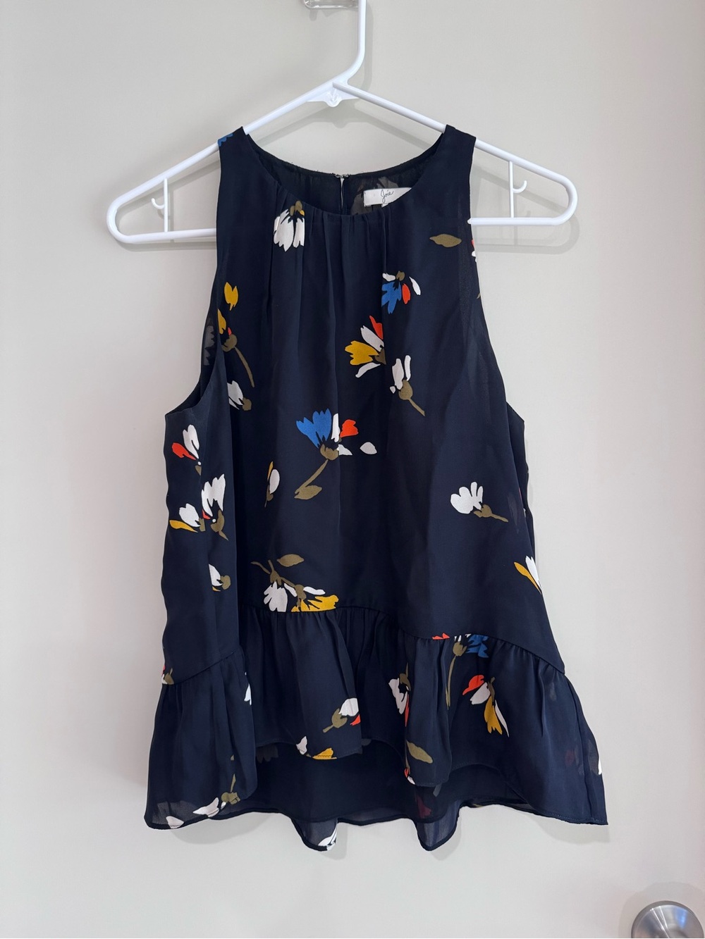 Joie 100% Silk Floral Top - Black